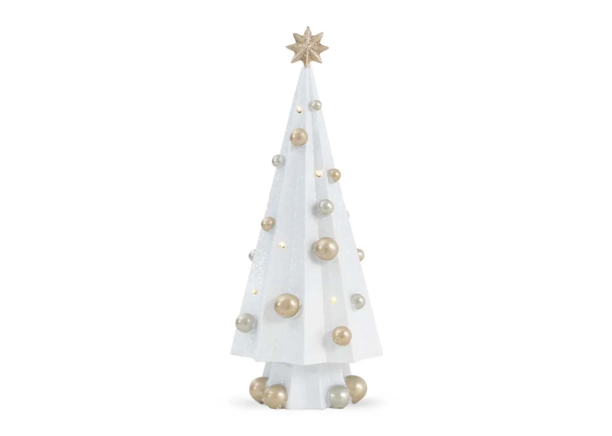 Small White LED Xmas Tree - Christmas Figurine