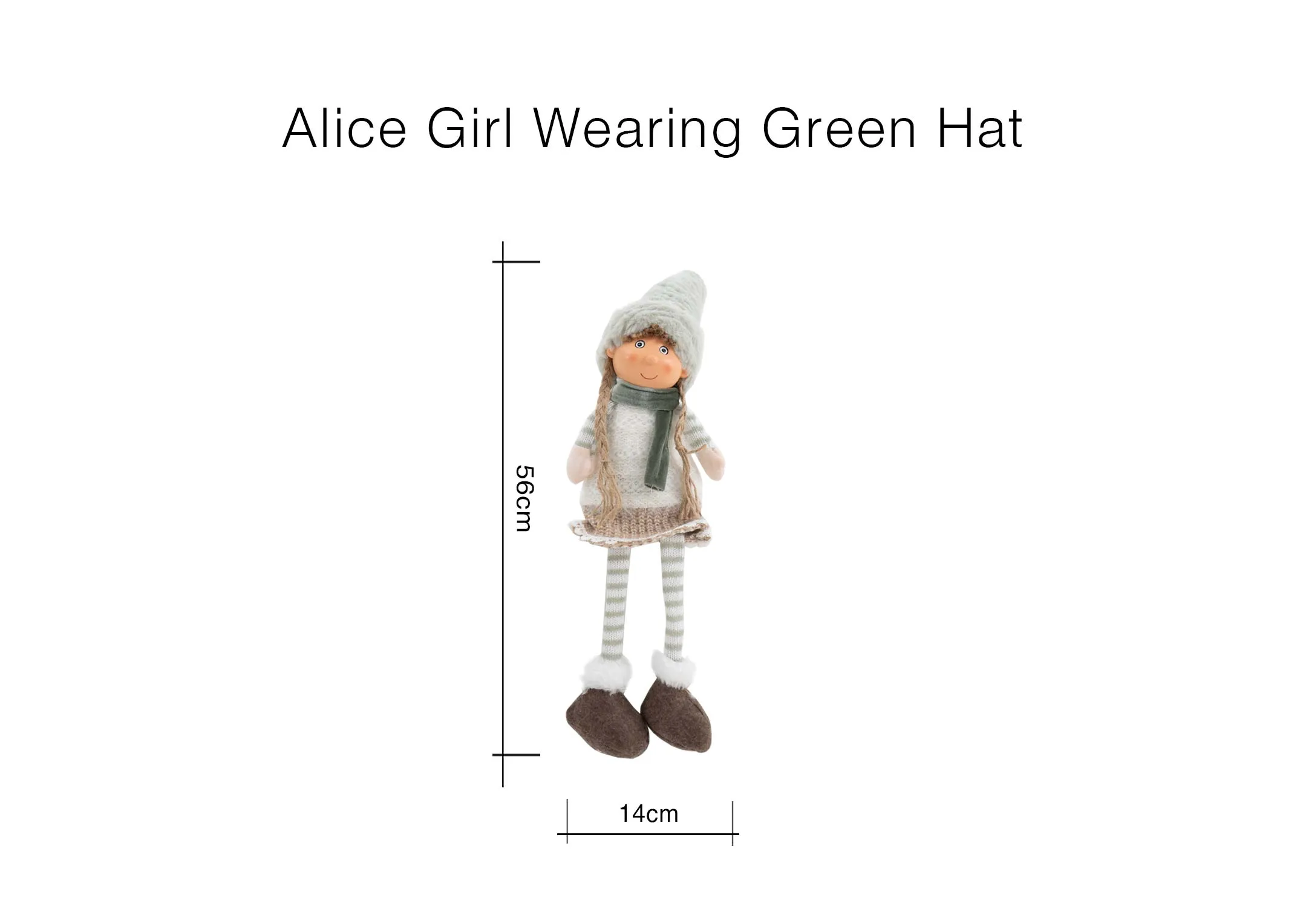 A dimension image of the Alice Girl with 14cm x 56cm