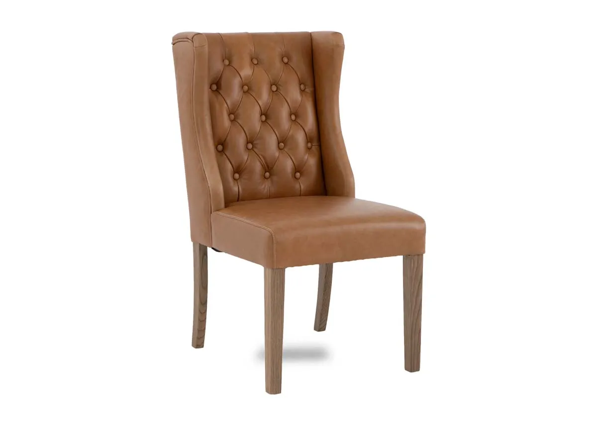 Tan Real Leather Dining Chair - Tommy (Naxos)
