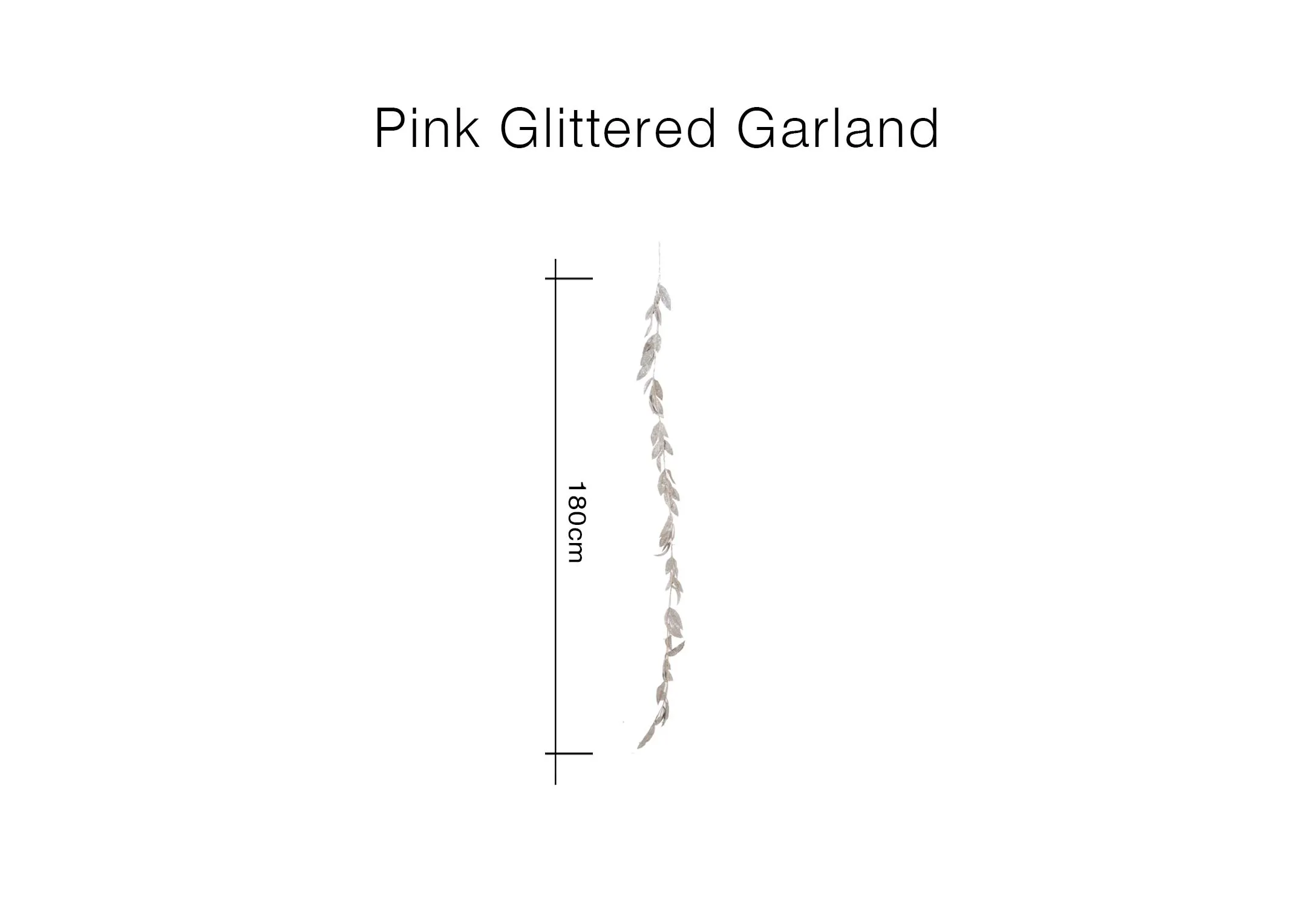 A dimension image of the Pink Glittered Garland with 180cm