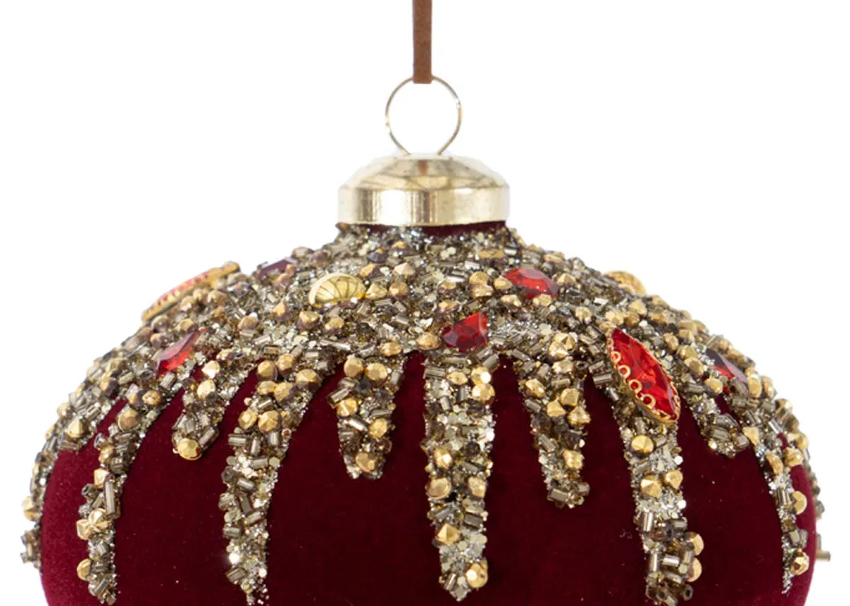 A dimension image of the Red Gold Bauble with 8cm