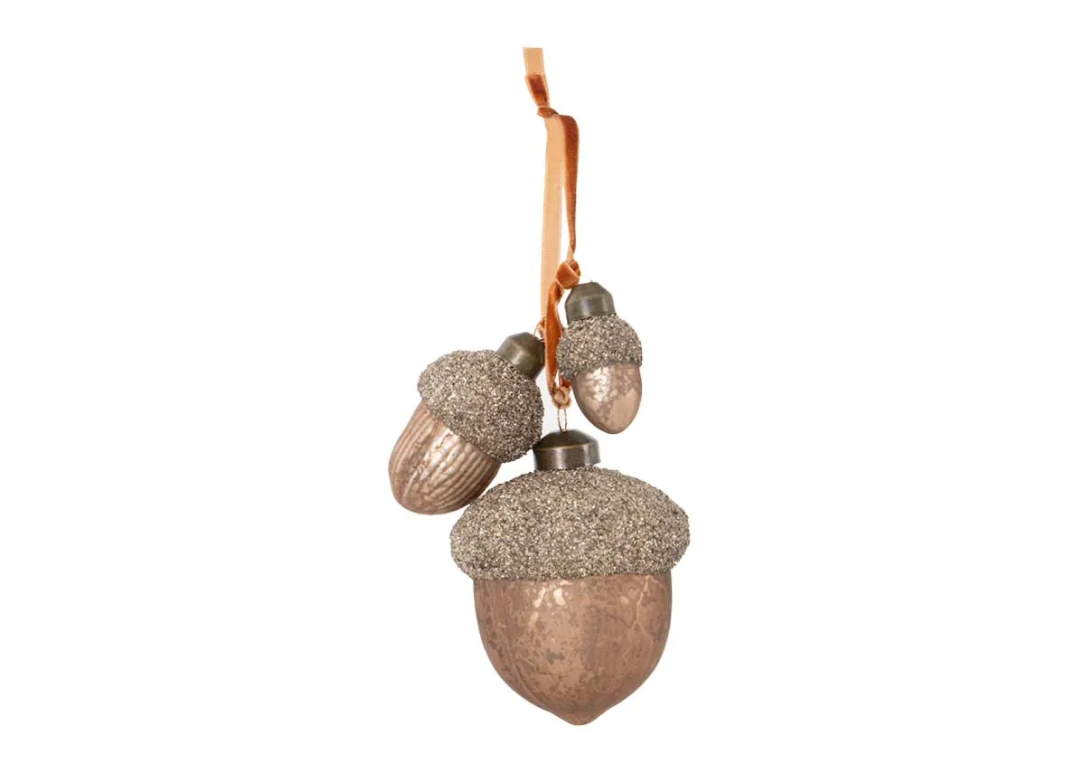 Box of 6 Acorn Cluster - Christmas Bauble