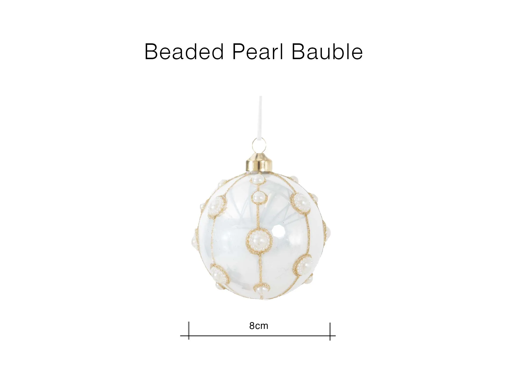 A dimension image of the Beaded Bauble with 8cm
