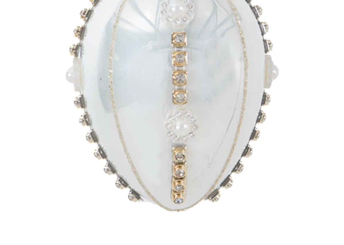 A dimension image of the Gold Jewel Pearl Drop Bauble with 7cm x 9cm