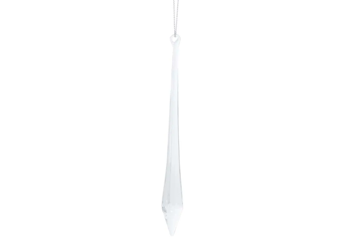 Box of 12 Small Clear Glass Drop Icicle - Christmas Decoration