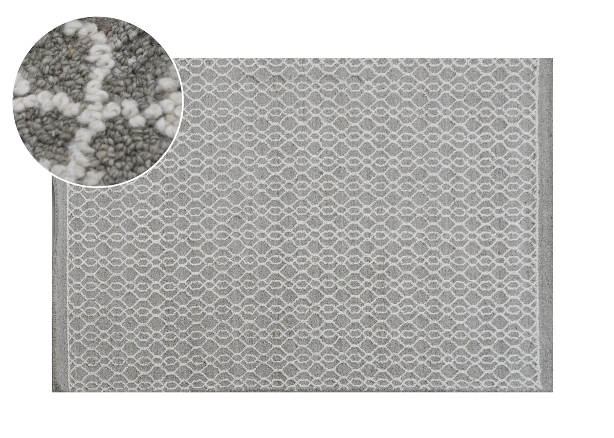 Grey & Ivory 160cm x 230cm Medium Rug - Heiny
