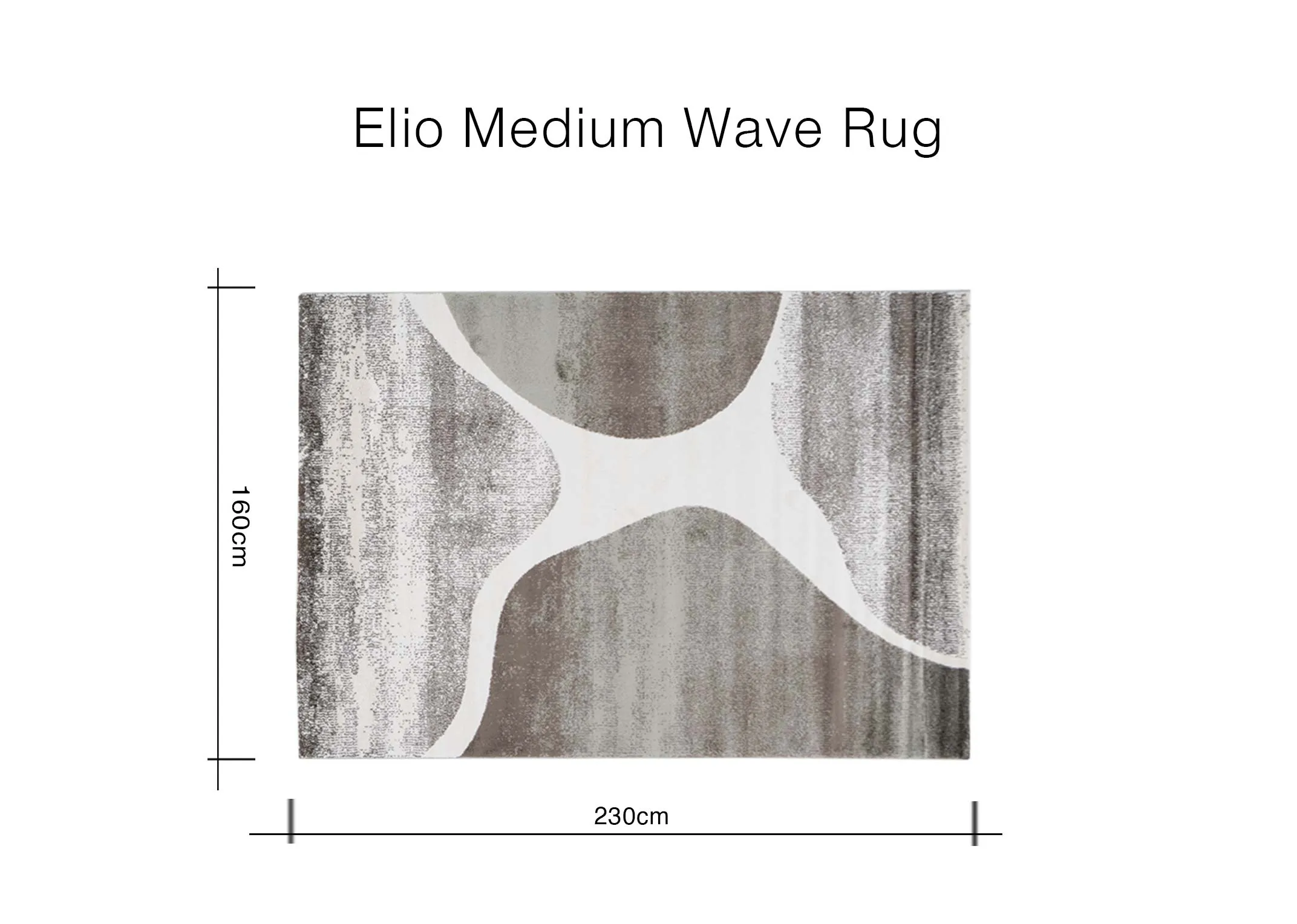 A dimension image of the Elio Medium rug with 160cm x 230cm