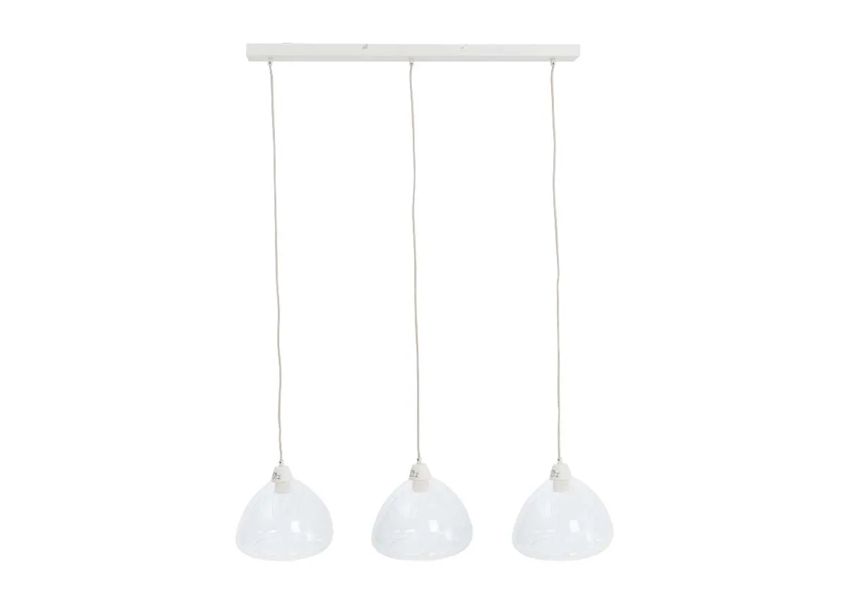 Cream & Glass 3 Light Pendant - Bisho