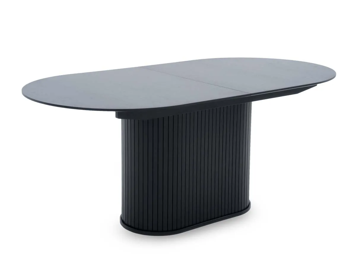 180cm-230cm Black Oak Extendable Oval Dining Table - Nola