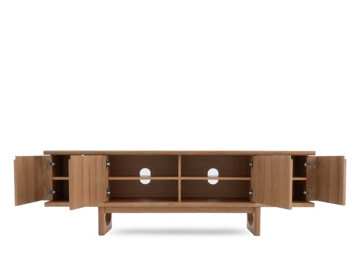 A dimension image of the Flow Natural tv unit with 180cm x 40cm x 57cm