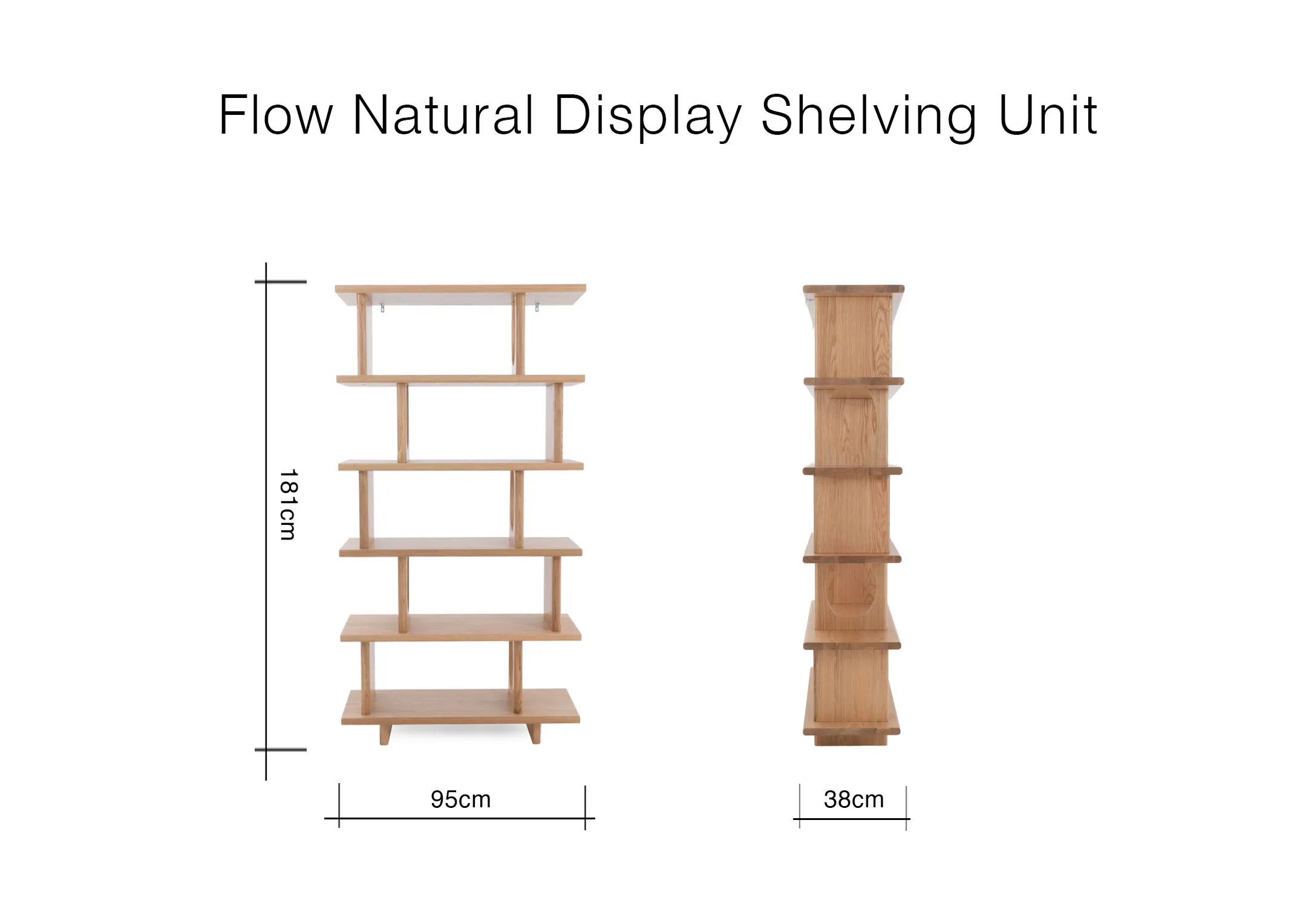 A dimension image of the Flow Tall display unit with 181cm x 95cm