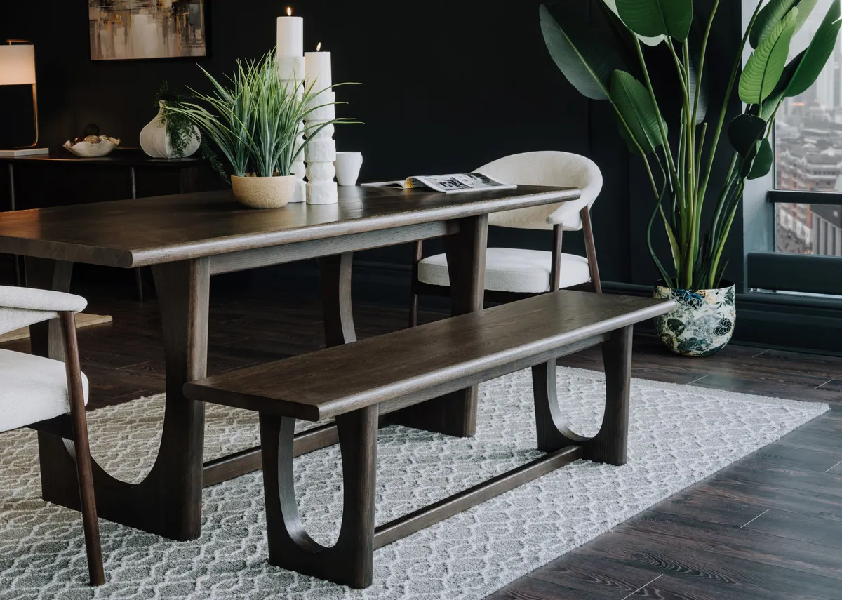 155cm Dark Brown Dining Bench - Flow