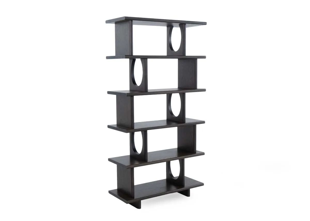 Tall Dark Brown Oak Display Unit - Flow