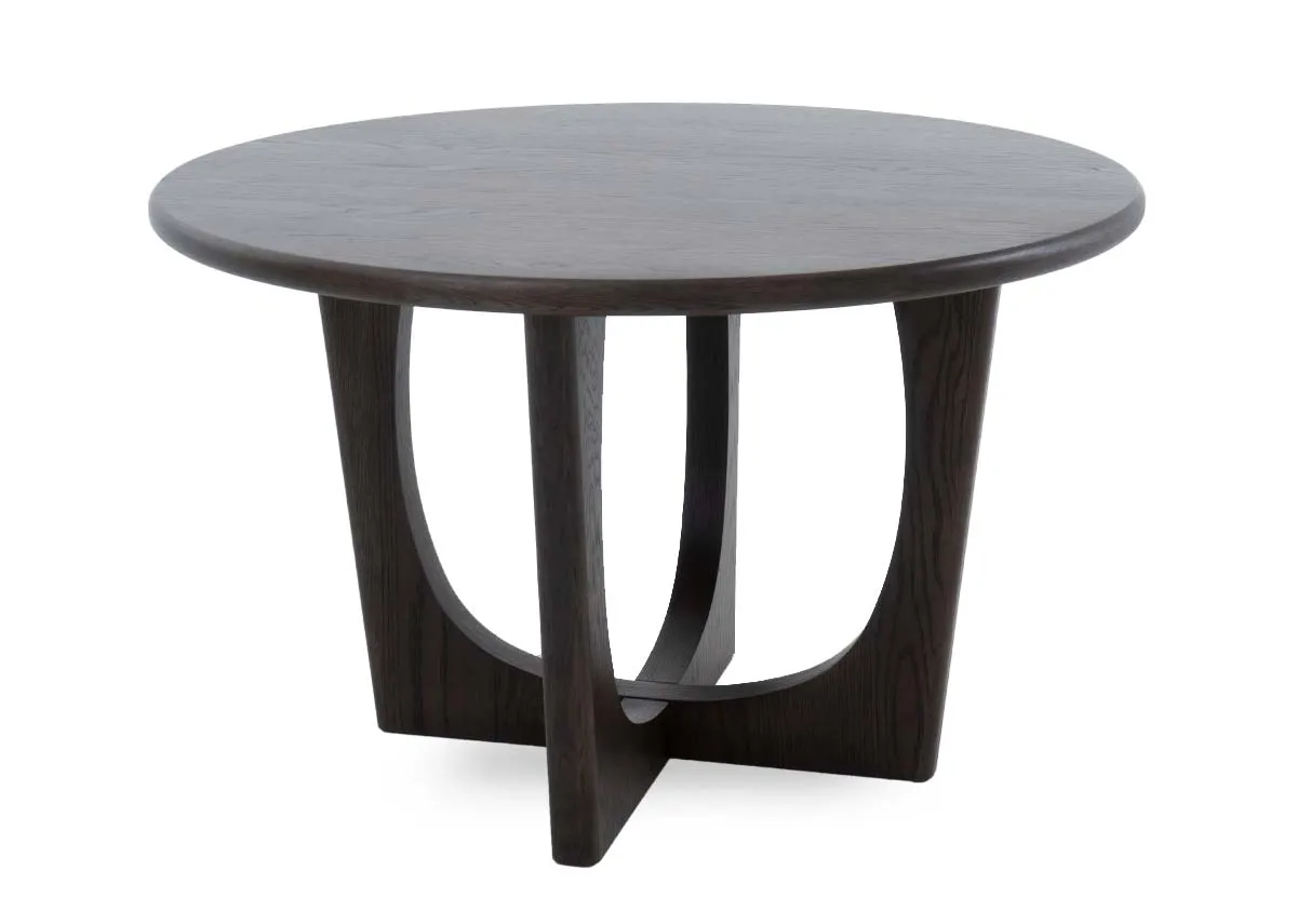 120cm Dark Brown Oak Round Dining Table - Flow
