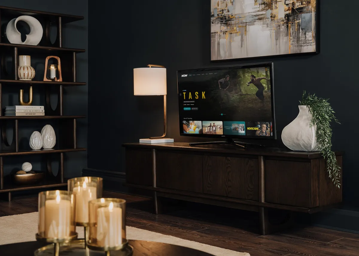 4 Door Dark Brown Oak TV Unit - Flow