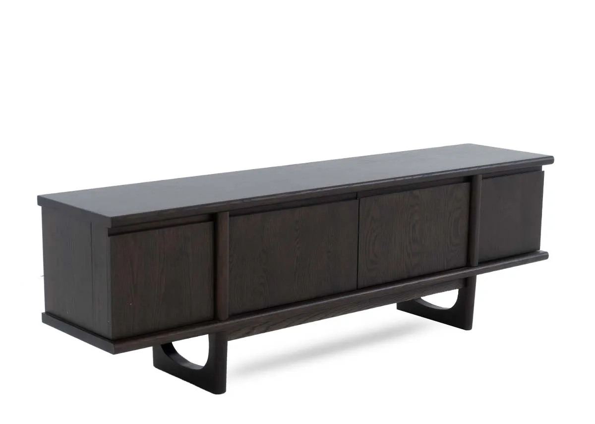 4 Door Dark Brown Oak TV Unit - Flow