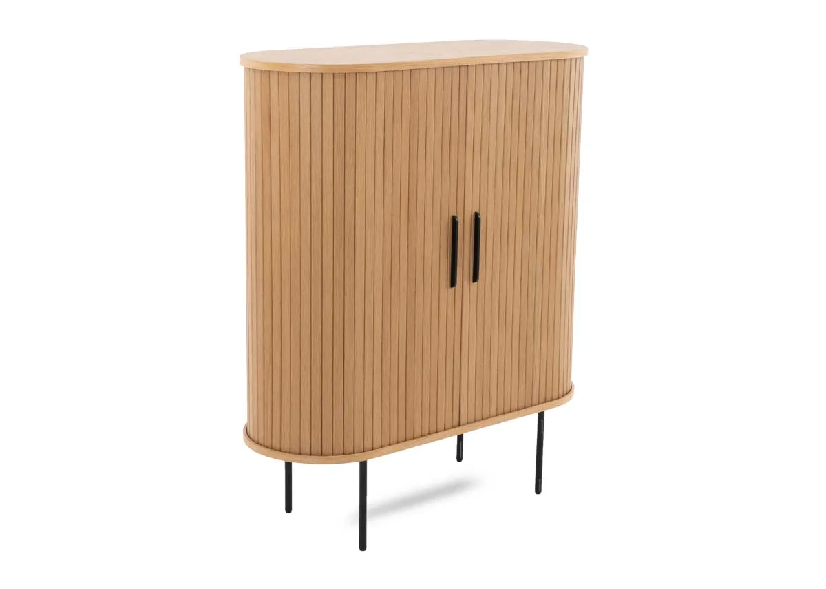 Natural Oak Tambour Door Cabinet - Nola
