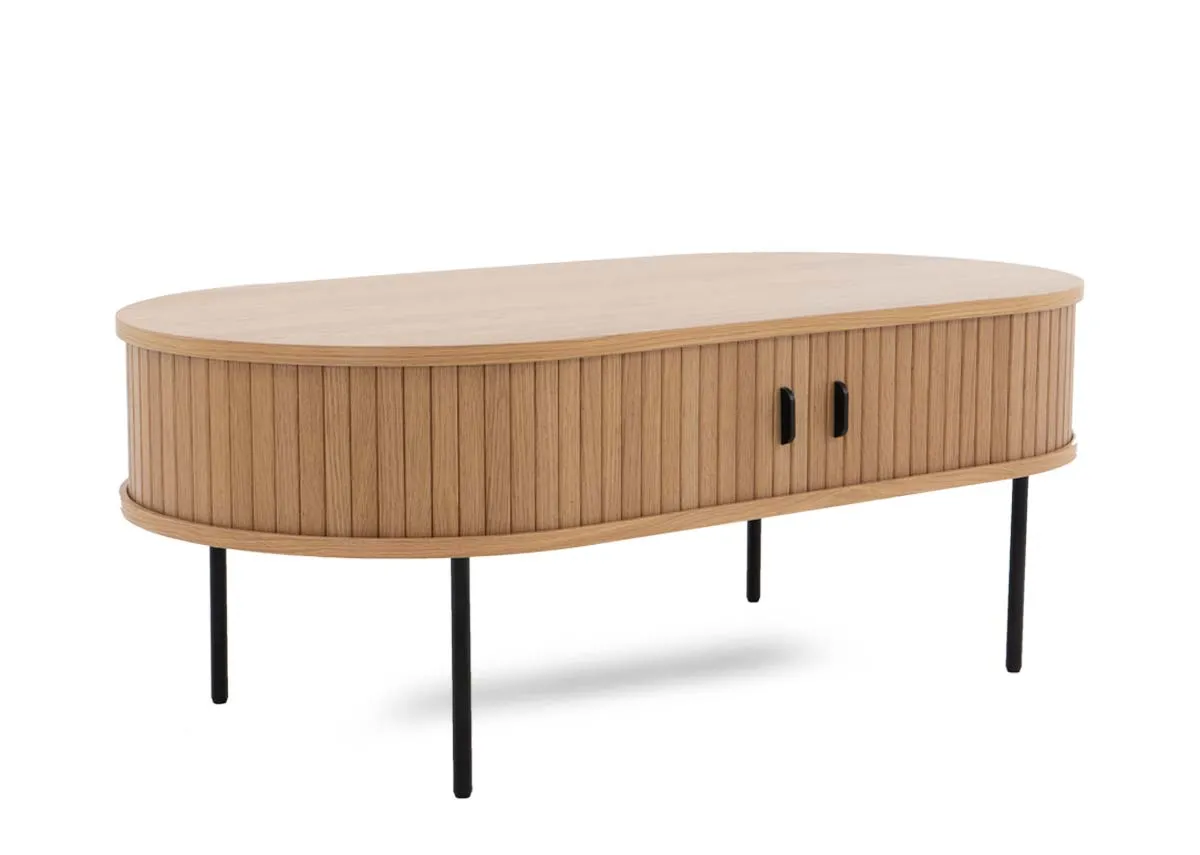 Oval Natural Oak Coffee Table - Nola