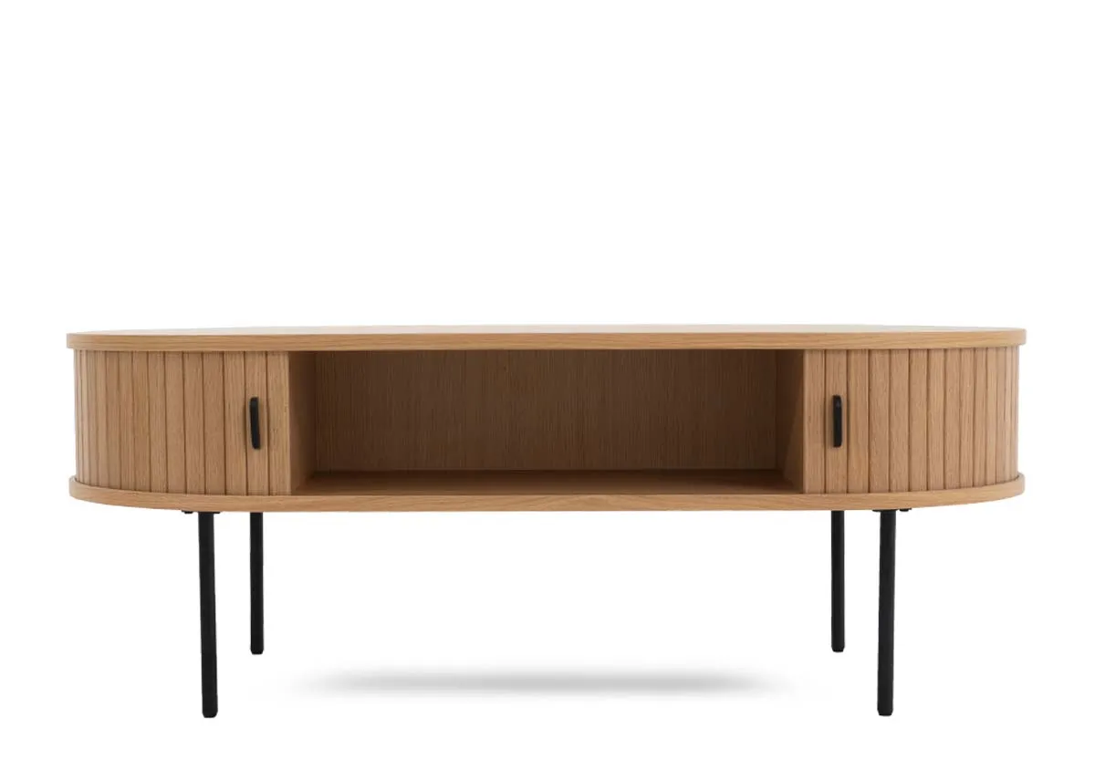 A dimension image of the Noal Oval table with 120cm x 60cm x 45cm