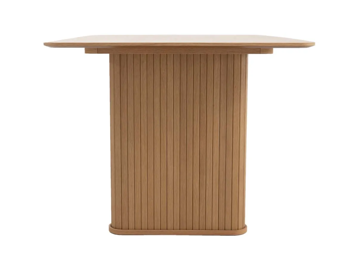 A dimension image of the Nola Natural dining table with 190cm x 100cm x 75cm