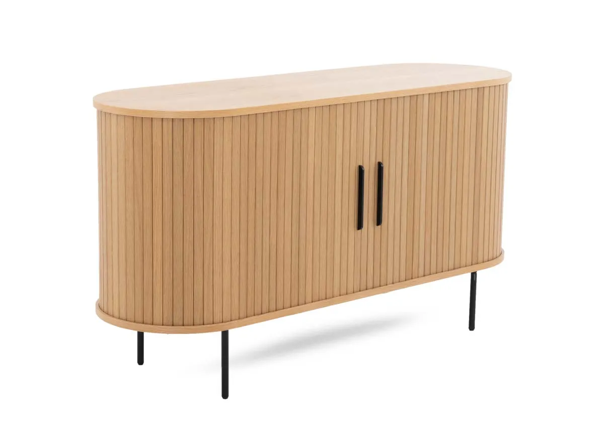 Natural Oak Tambour Door Sideboard - Nola