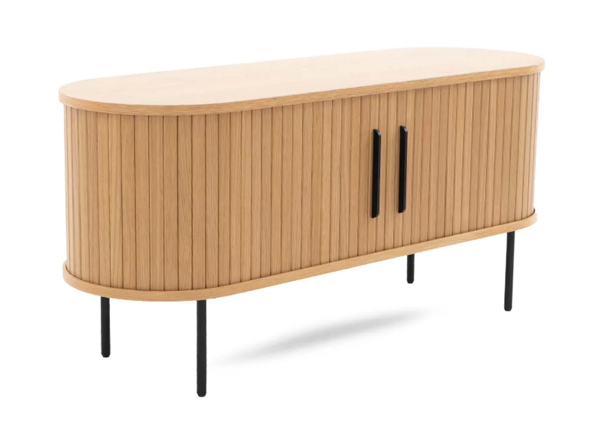 Natural Oak Tambour Door TV Unit - Nola