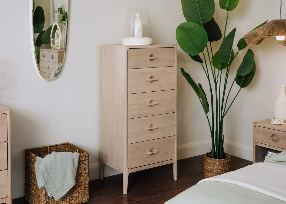 5 Drawer White Oak Tallboy - Jay