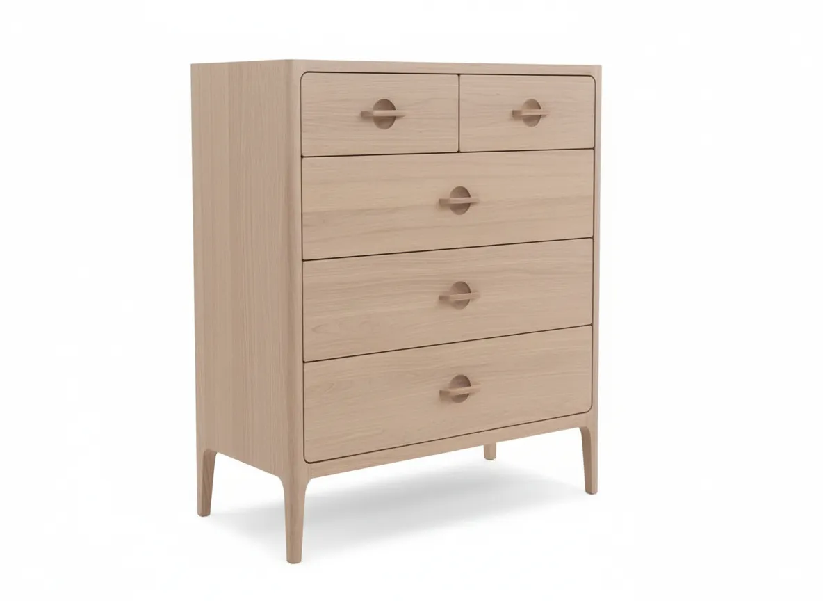 2 Over 3 Oak Chest of Drawers - Jay