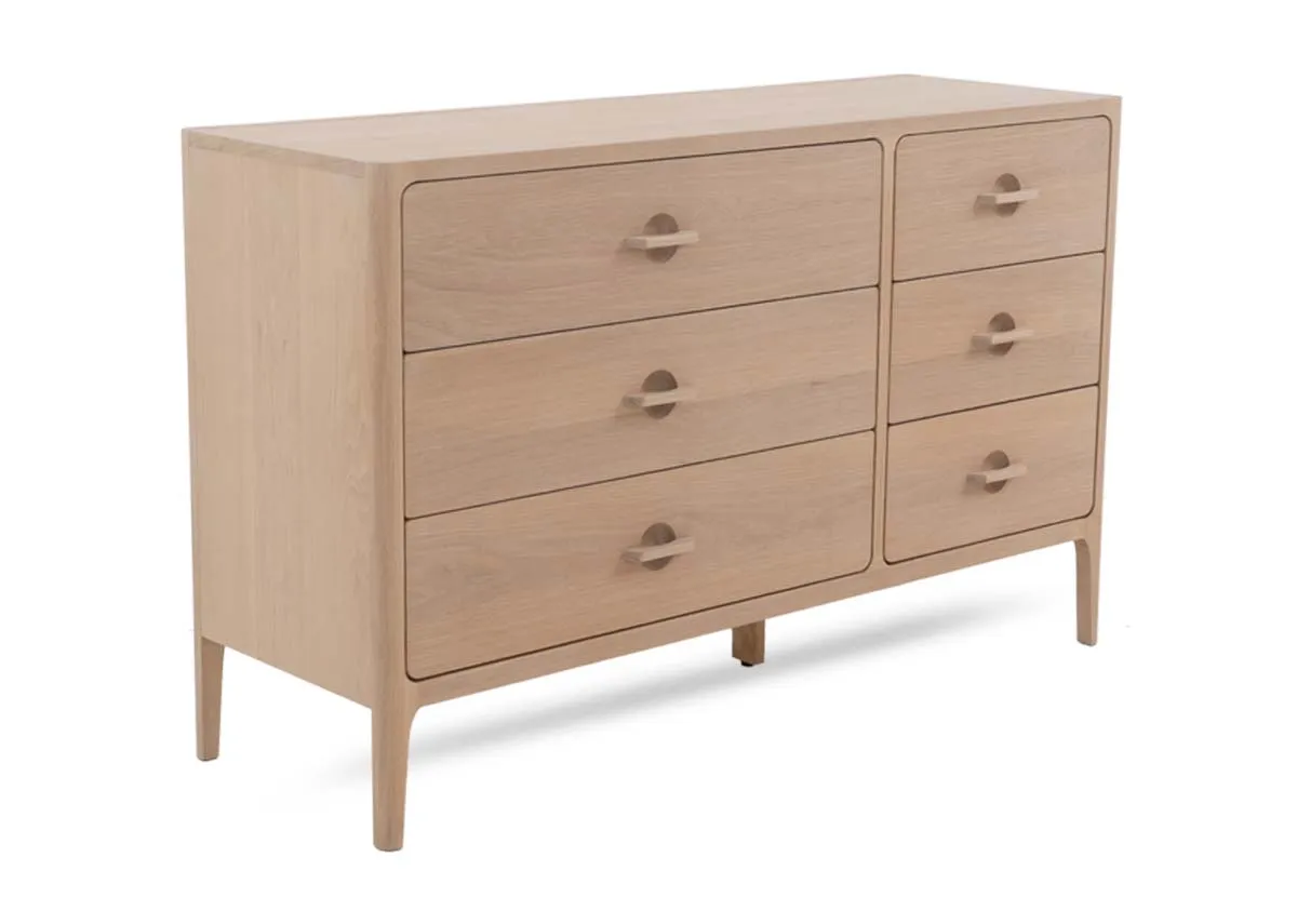 6 Drawer White Oak Dresser - Jay