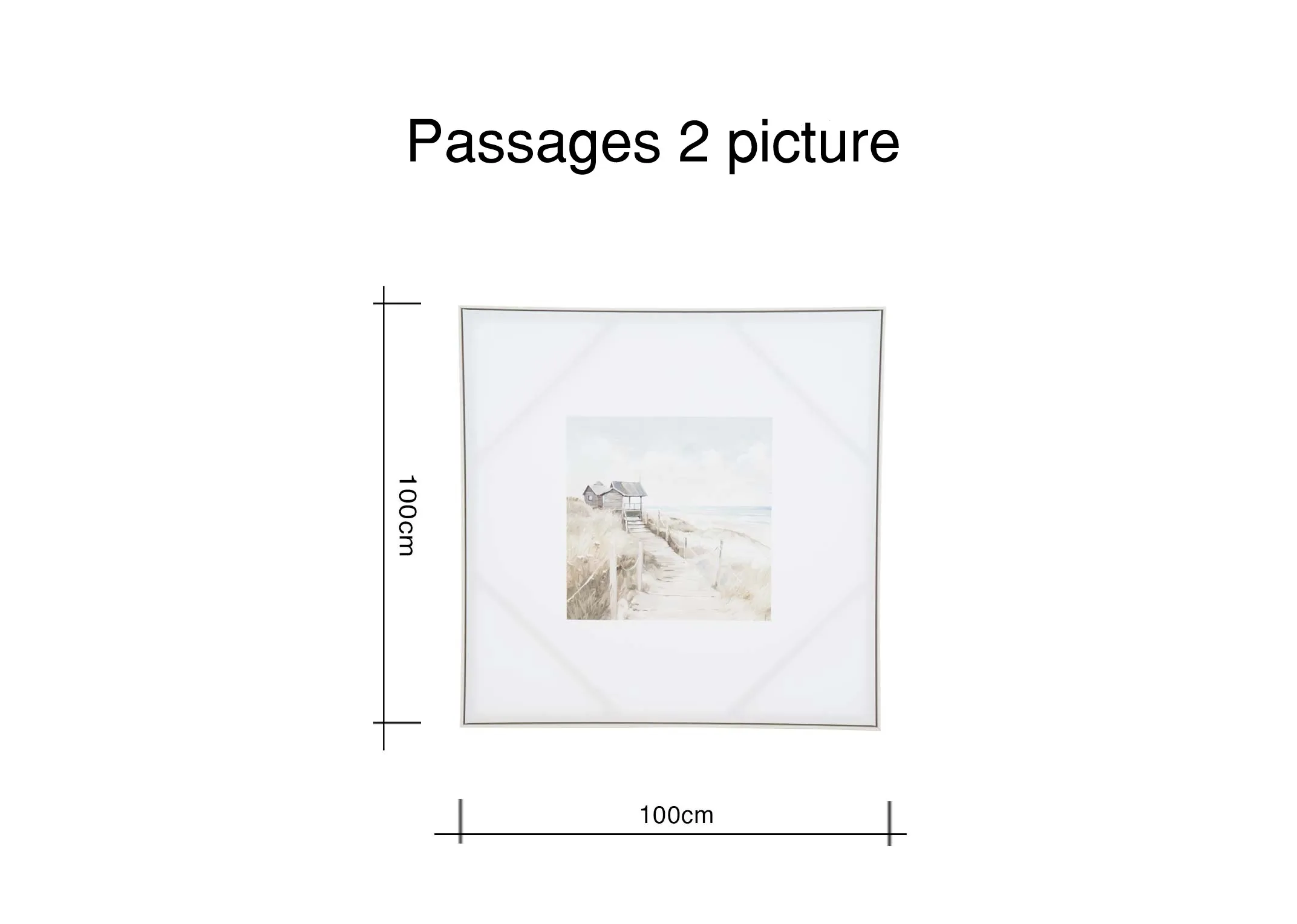A dimension image of the Passages 2 Picture with 100cm x 100cm