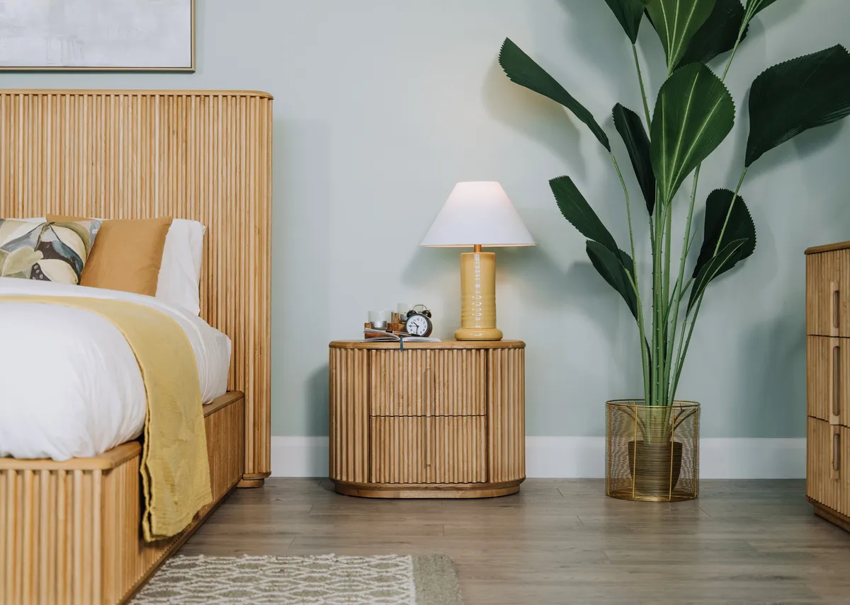 A lifestyle image of nthe Bradley locker with Althea lamp