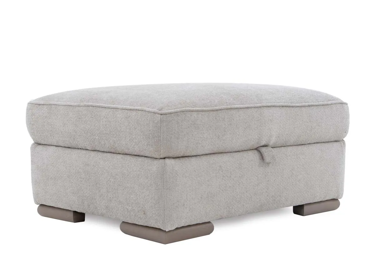 Beige Fabric Storage Footstool - Olivia