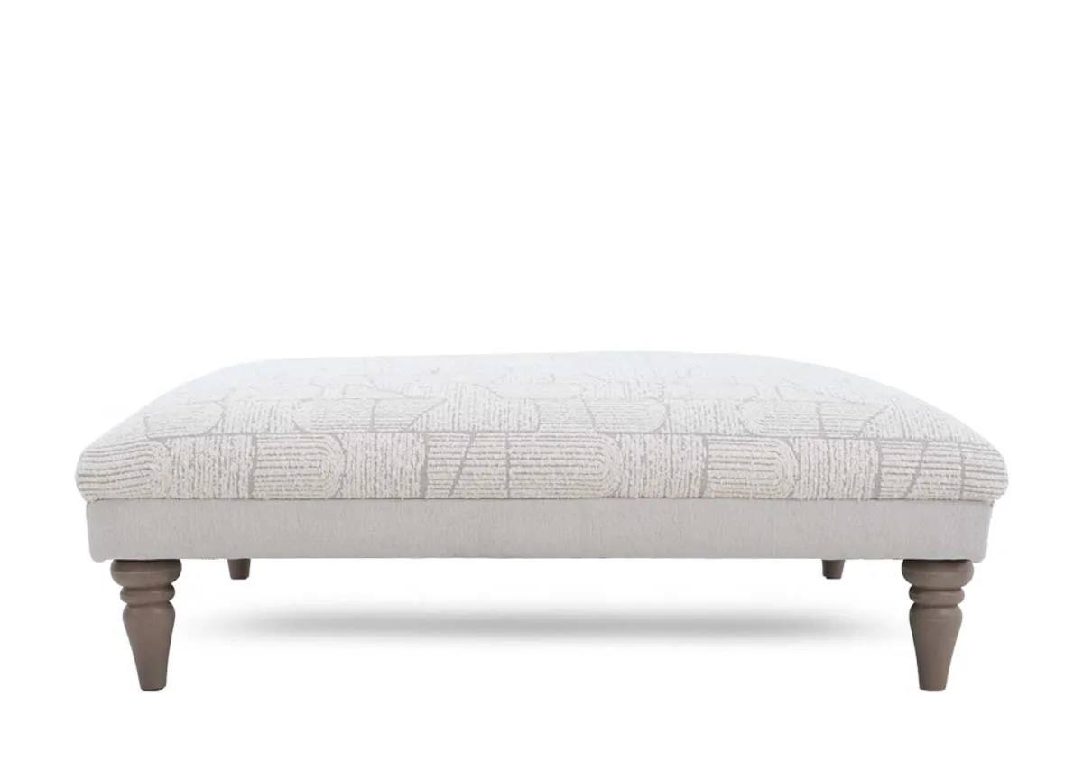 A dimension image of the Paloma square footstool with 109cm x 35cm