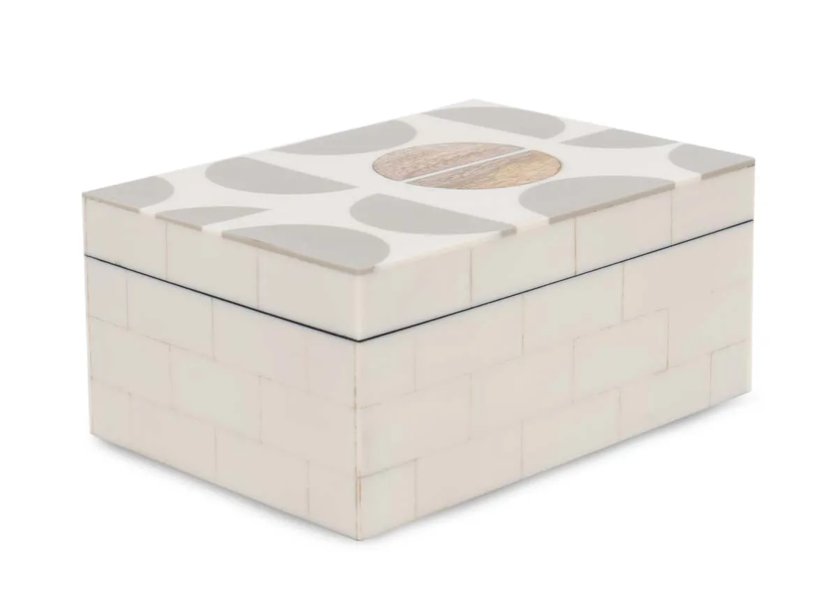 Small Grey & White Deco Box - Crimson