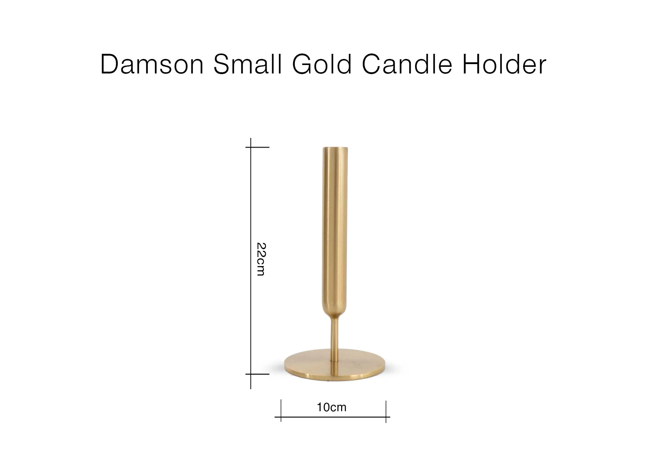 A dimension image of the Damson Holder in small with 10cm x 22cm