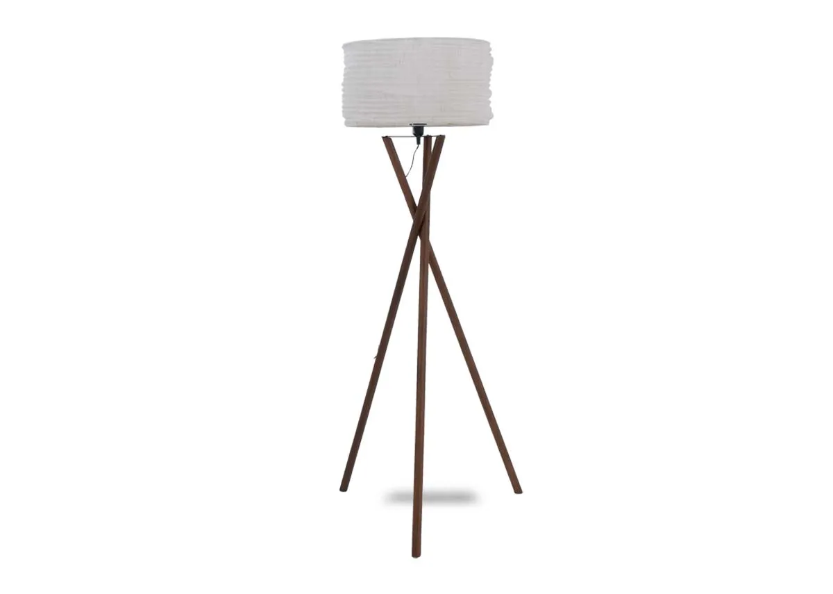 Wood Floor Lamp with White Shade - Coolrain