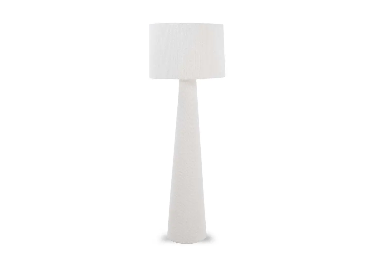 White Floor Lamp with Boucle Shade - Tullow