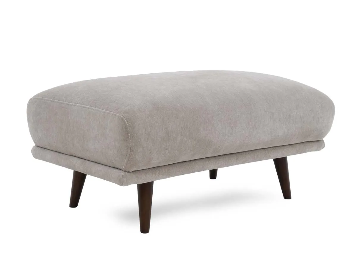 Large Silver Fabric Footstool - Boutique
