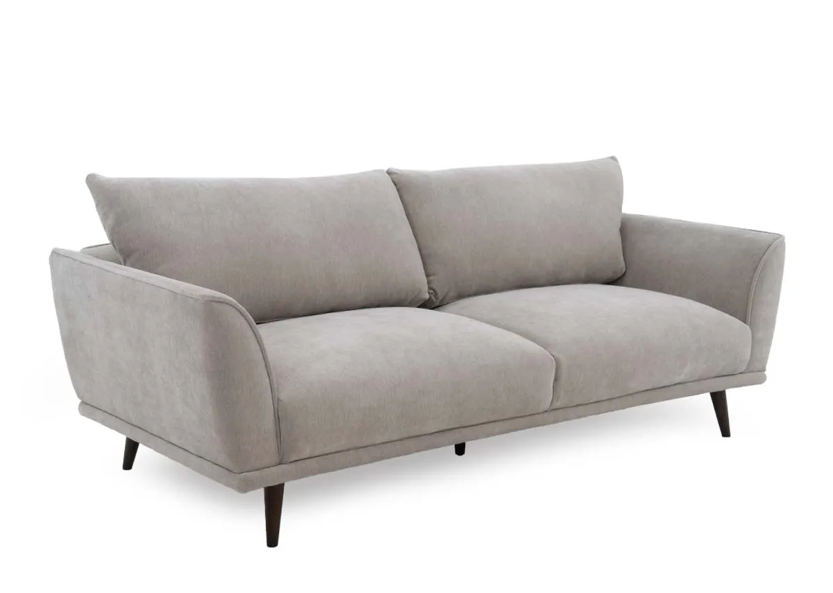 3 Seater Silver Fabric Sofa - Boutique