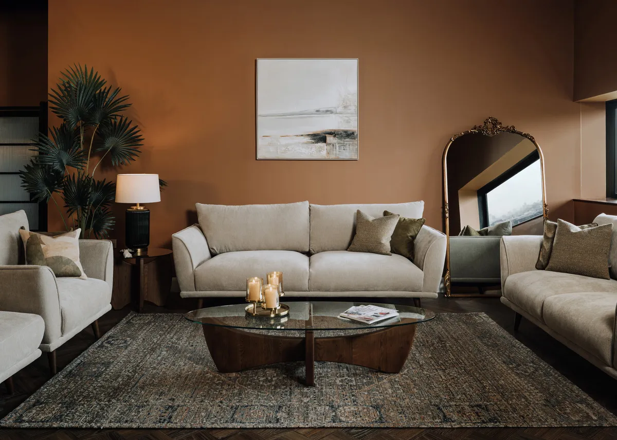 3 Seater Silver Fabric Sofa - Boutique