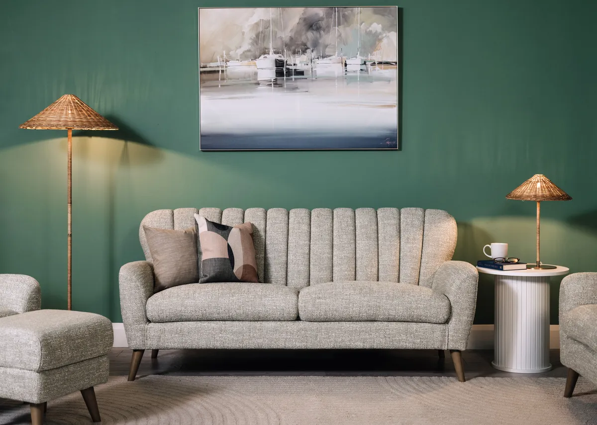 3 Seater Light Green Fabric Sofa - Harper