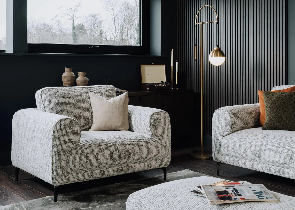 Light Grey Fabric Armchair - Oyster