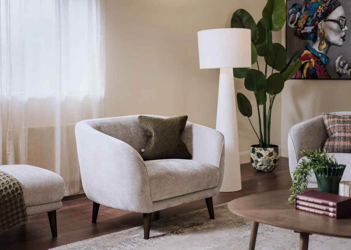 Silver Fabric Armchair - Amber