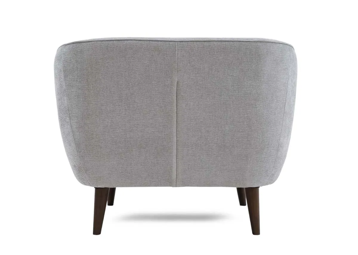 A silver armchair from EZ Livings Amber range. Back view