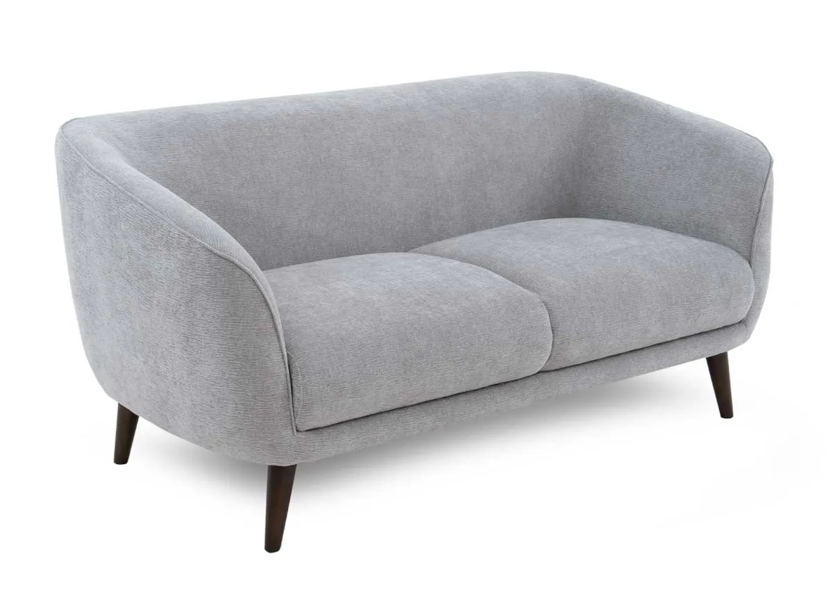 2 Seater Silver Fabric Sofa - Amber