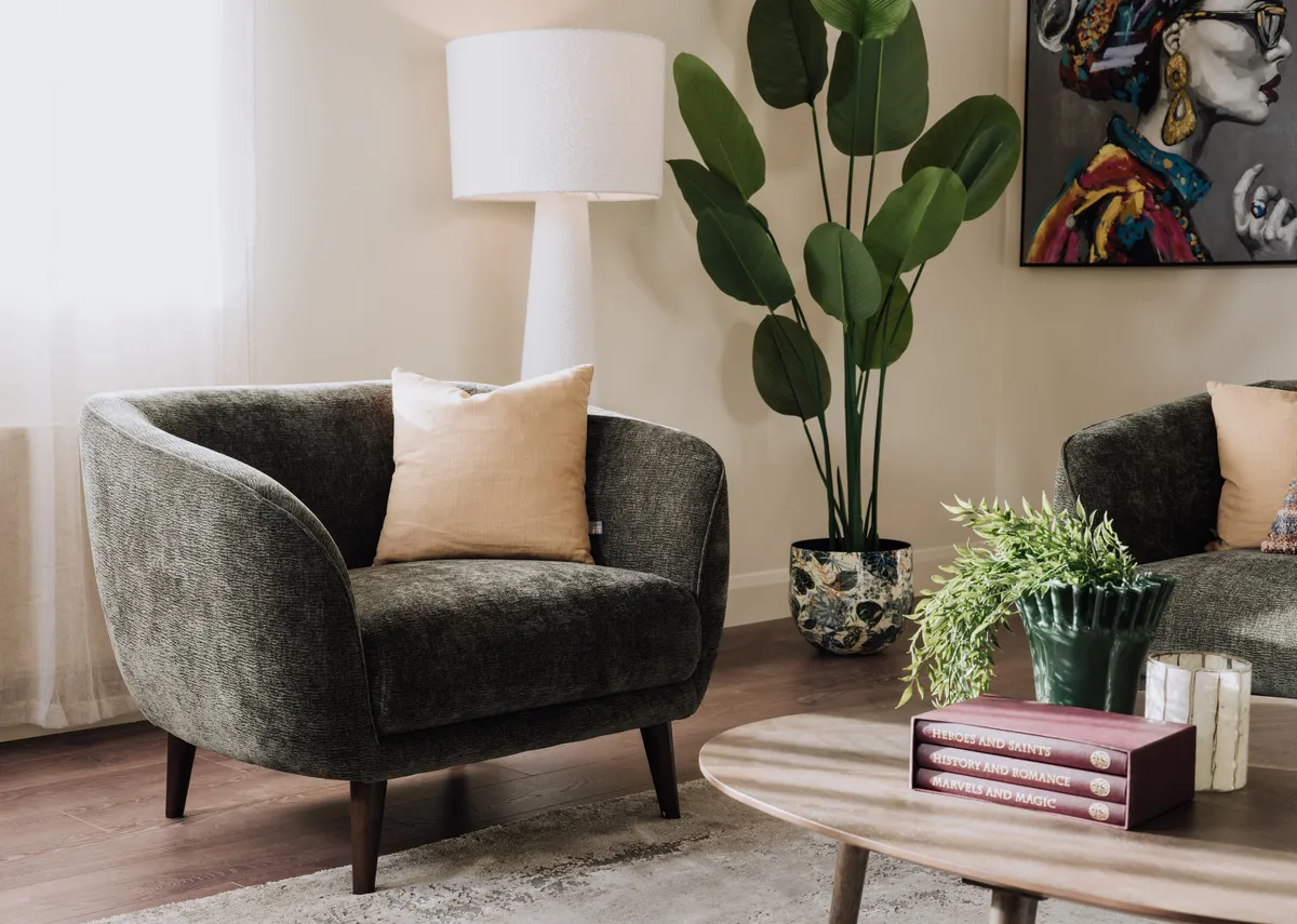 Green Fabric Armchair - Amber