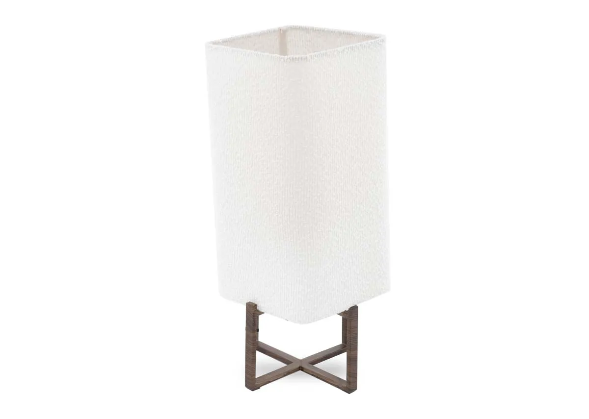 Wood Table Lamp with Cream Boucle Shade - Wyn