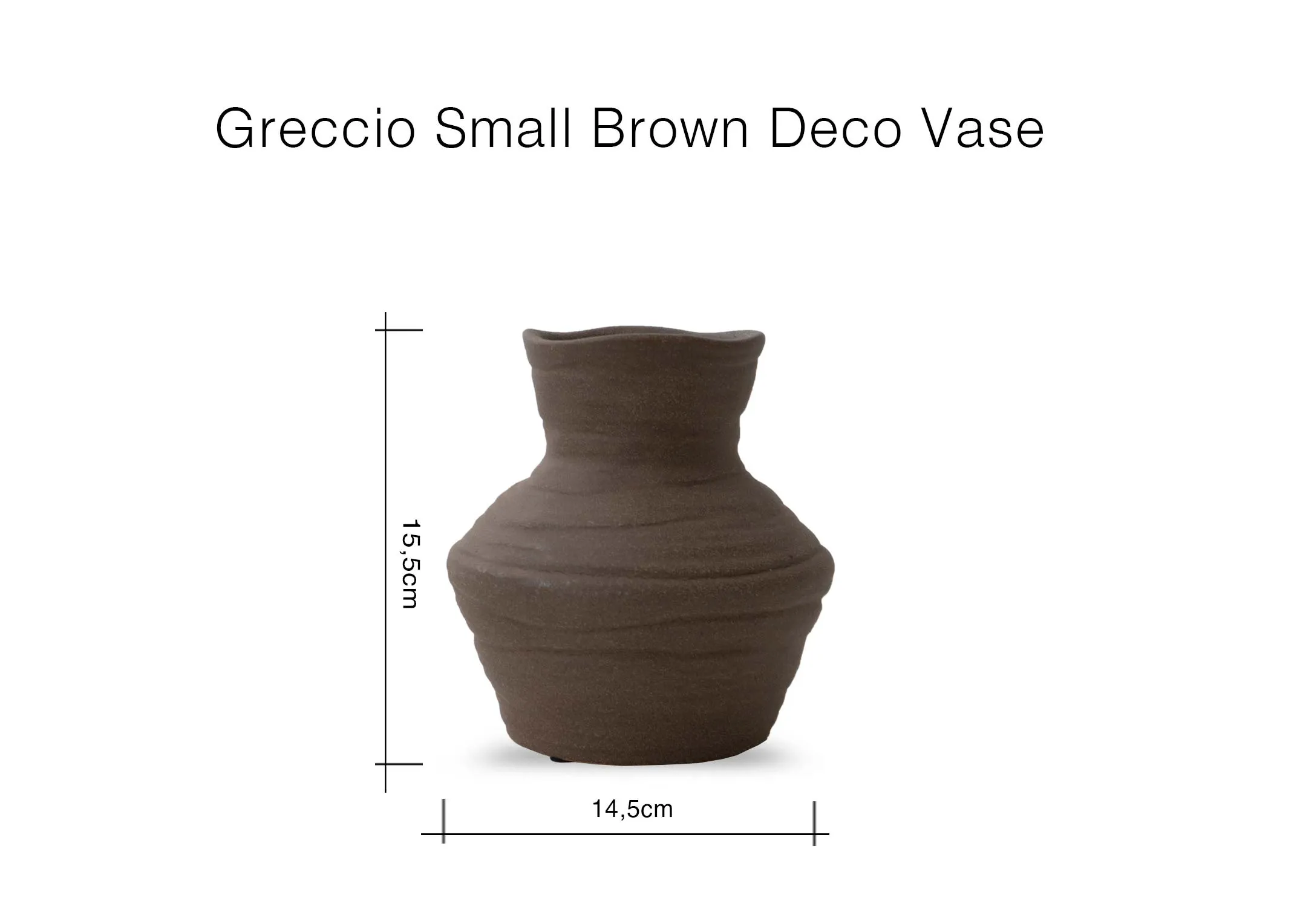 A dimension image of the Greccio Vase with 14.5cm x 15cm