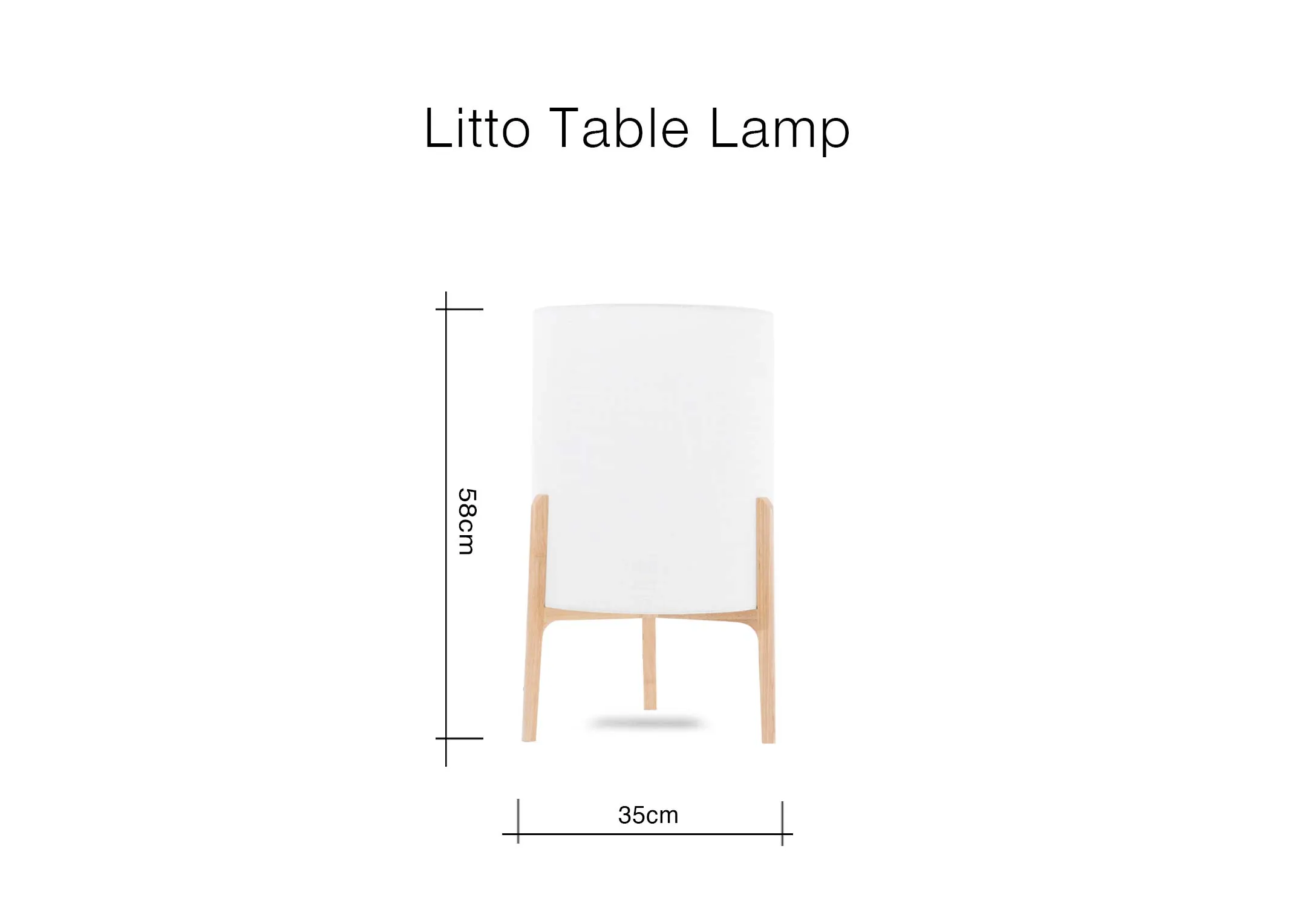 A dimension image of the Litto Table lamp with 35cm x