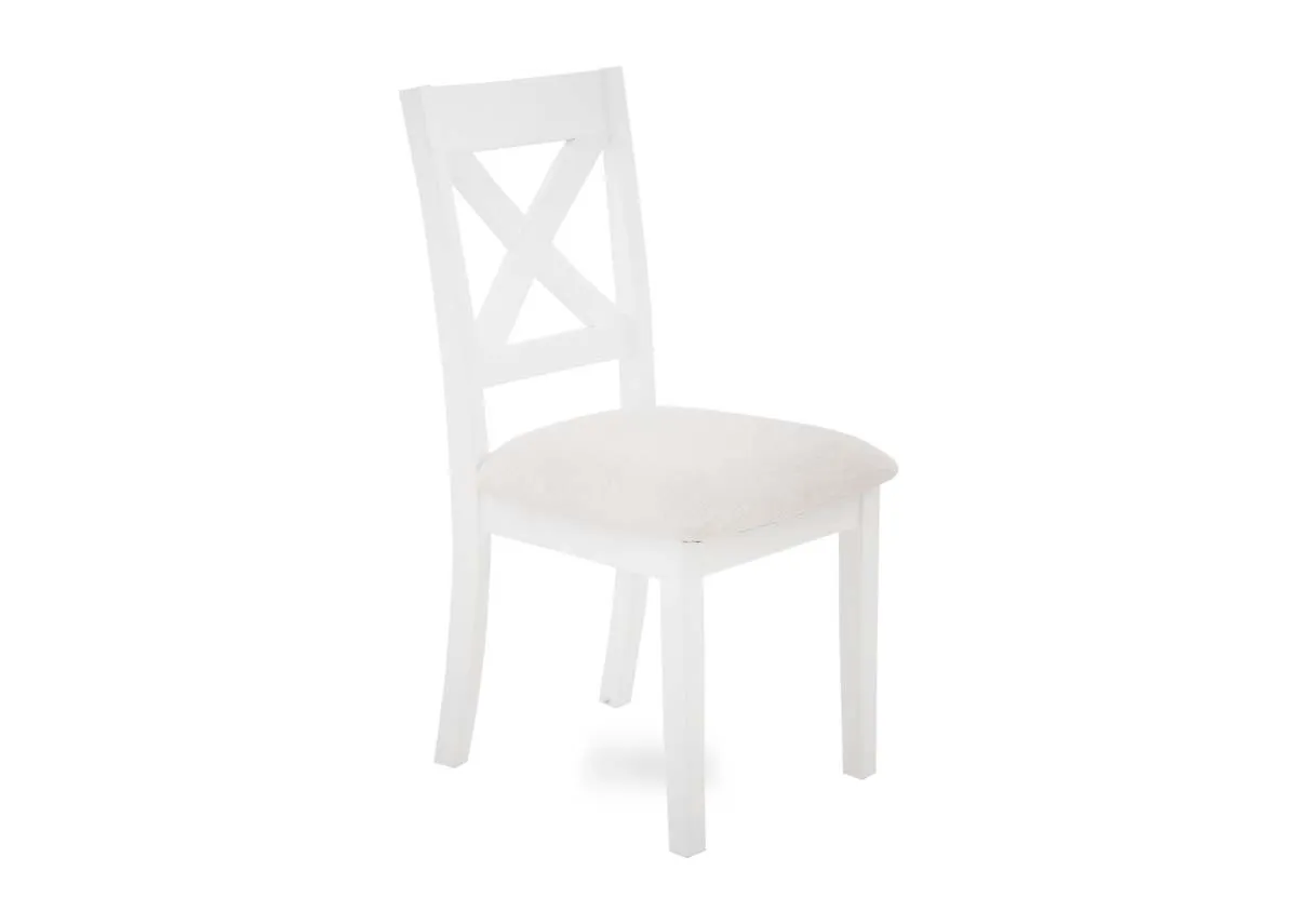 White Dining Chair with Fabric Seat - Hampton
